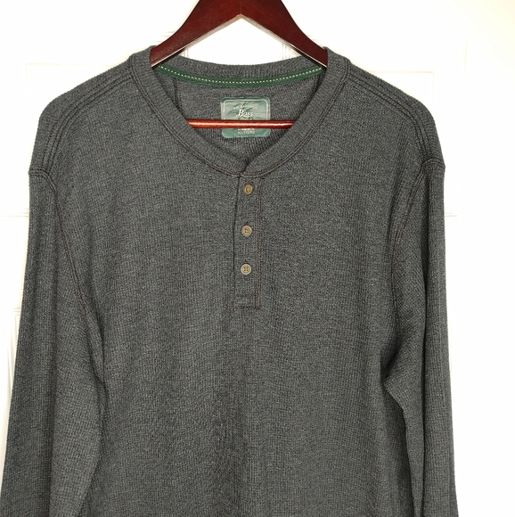G. H. BASS & CO. 3 BUTTON WAFFLE KNIT THERMAL SHIRT, GRAY XL - Picture 3 of 7